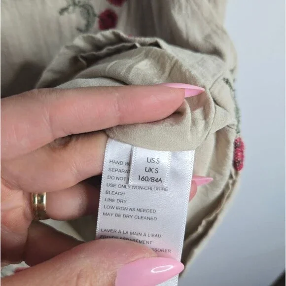 Urban Outfitters Cotton Cherry Mini Dress Empire Waist Sweetheart Neckline Sz S - Picture 10 of 12